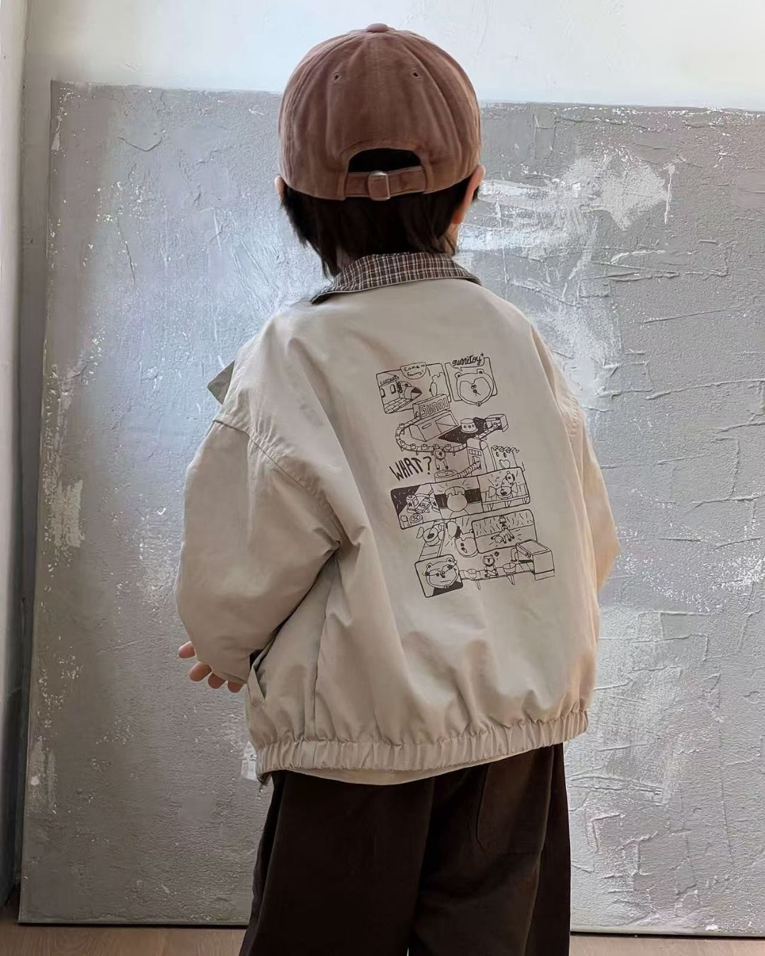 Playful Cartoon Print Kids Jacket