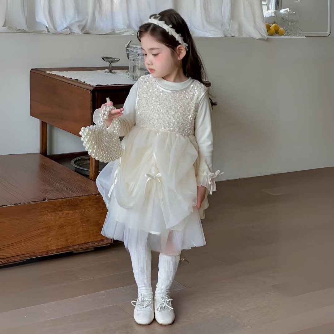 Pearl-Tulle 2-Piece Party Dress Set