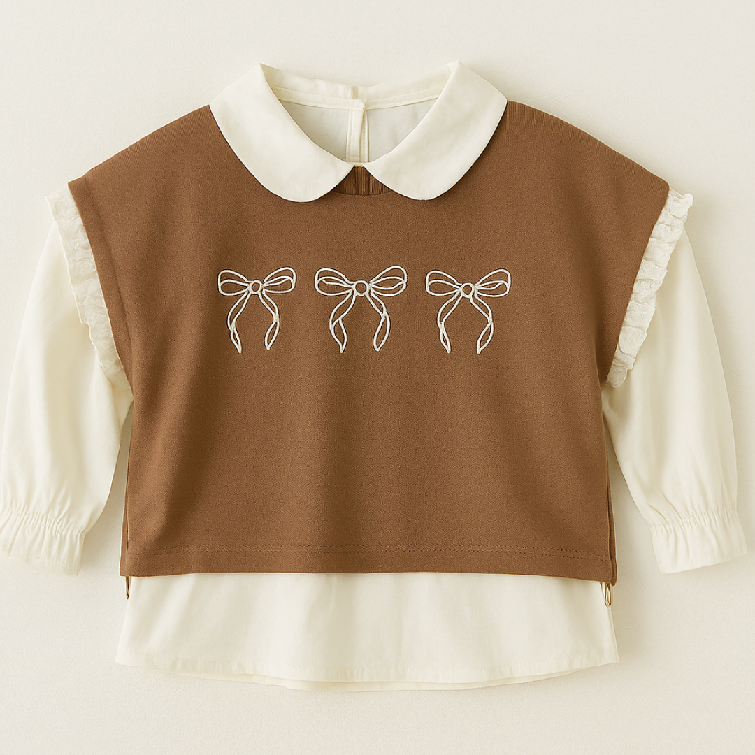Triple Bow Layered Blouse