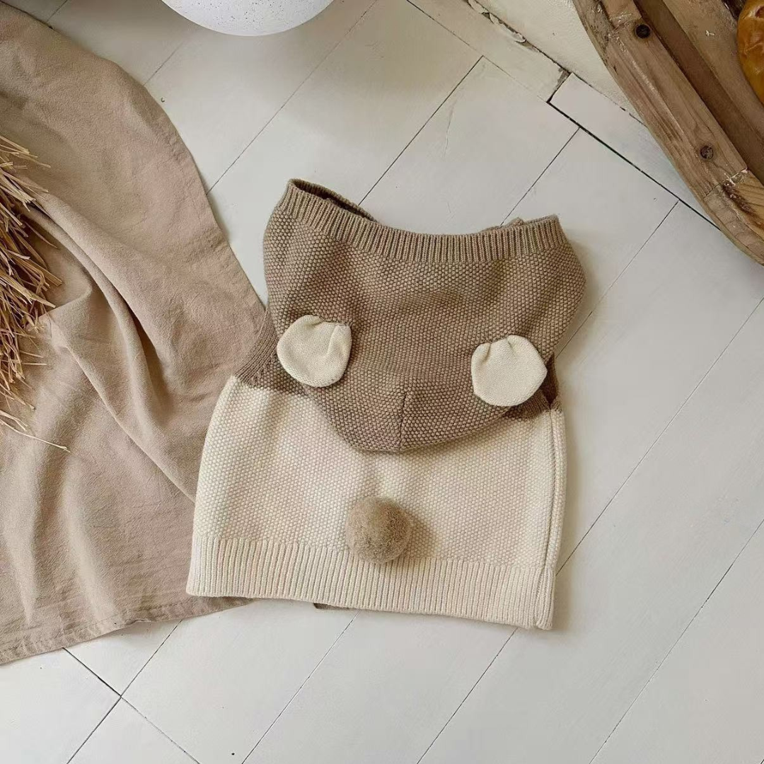Bear-Ear Knit Hoodie Vest