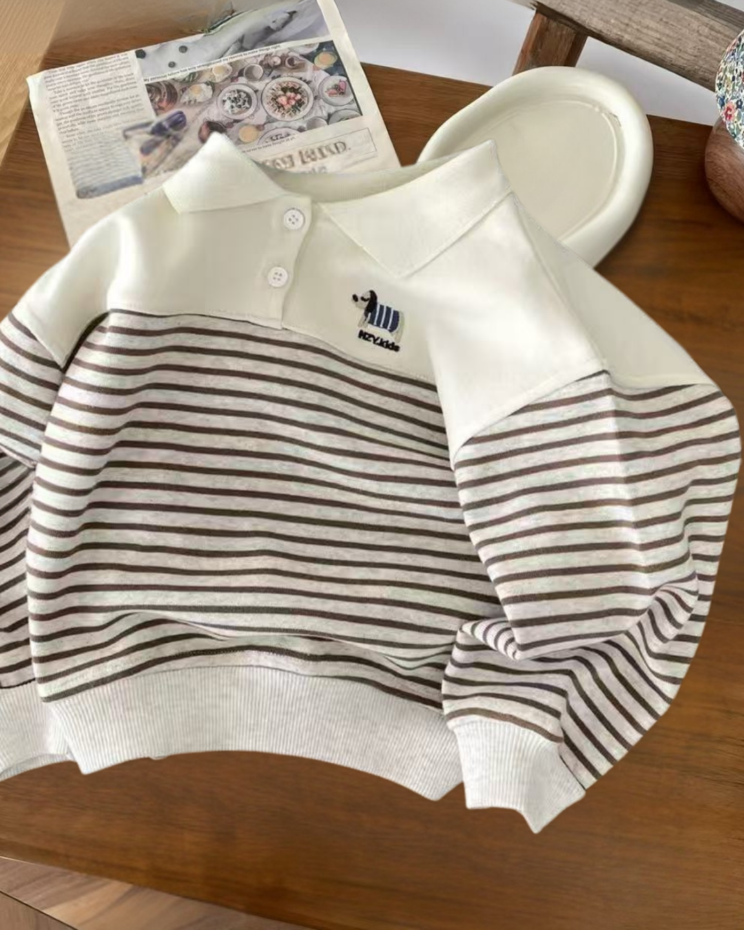 Striped Polo Sweatshirt