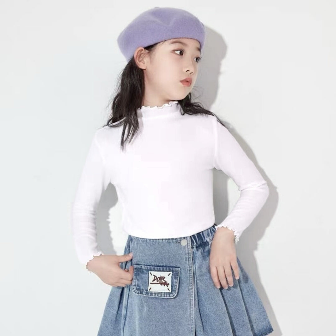 Classic Ruffle-Neck Cotton Tee