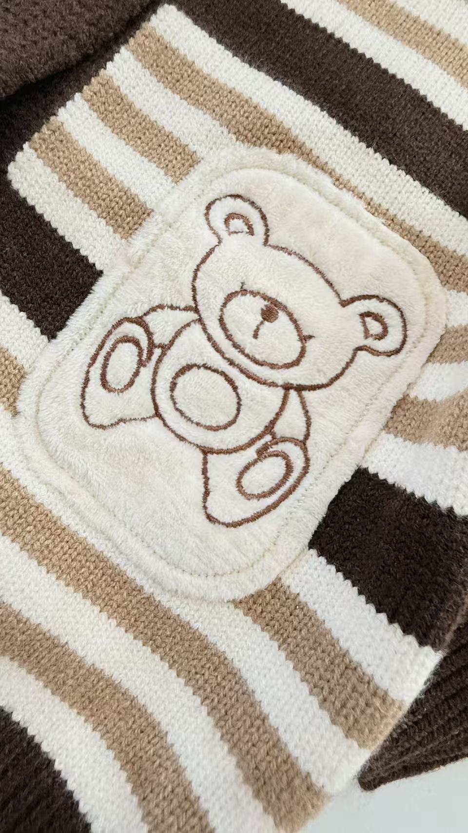 Bear Striped Knit Cardigan