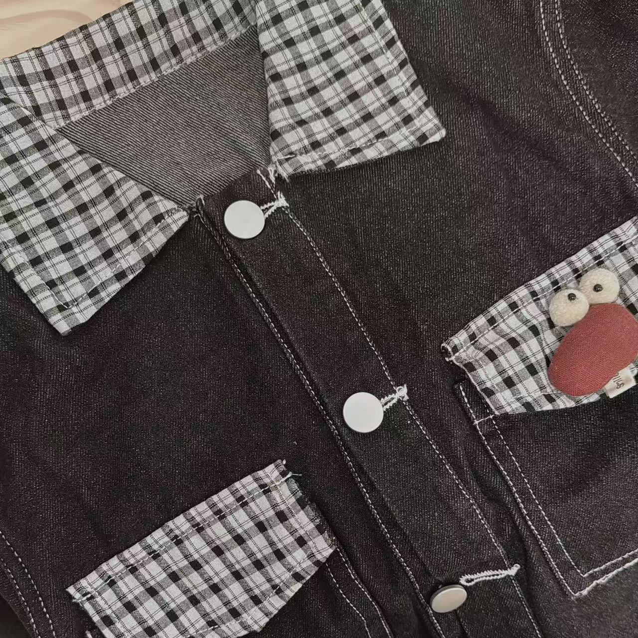 Plaid Pocket Denim Jacket