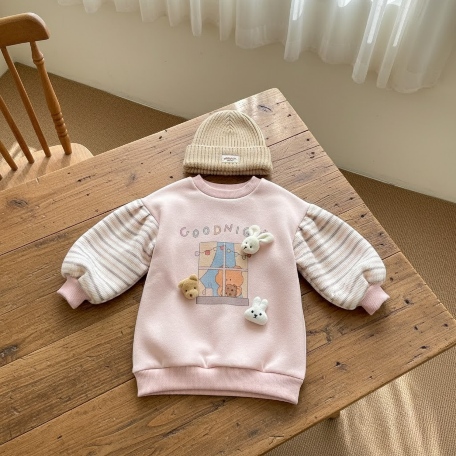 Goodnight Friends Plush Sleeve Sweatshirt