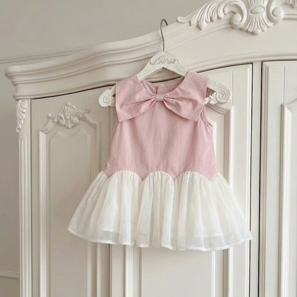 玫瑰蝴蝶結薄紗派對禮服