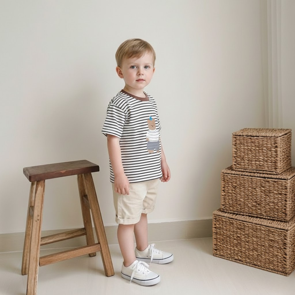 可可熊條紋 T 卹