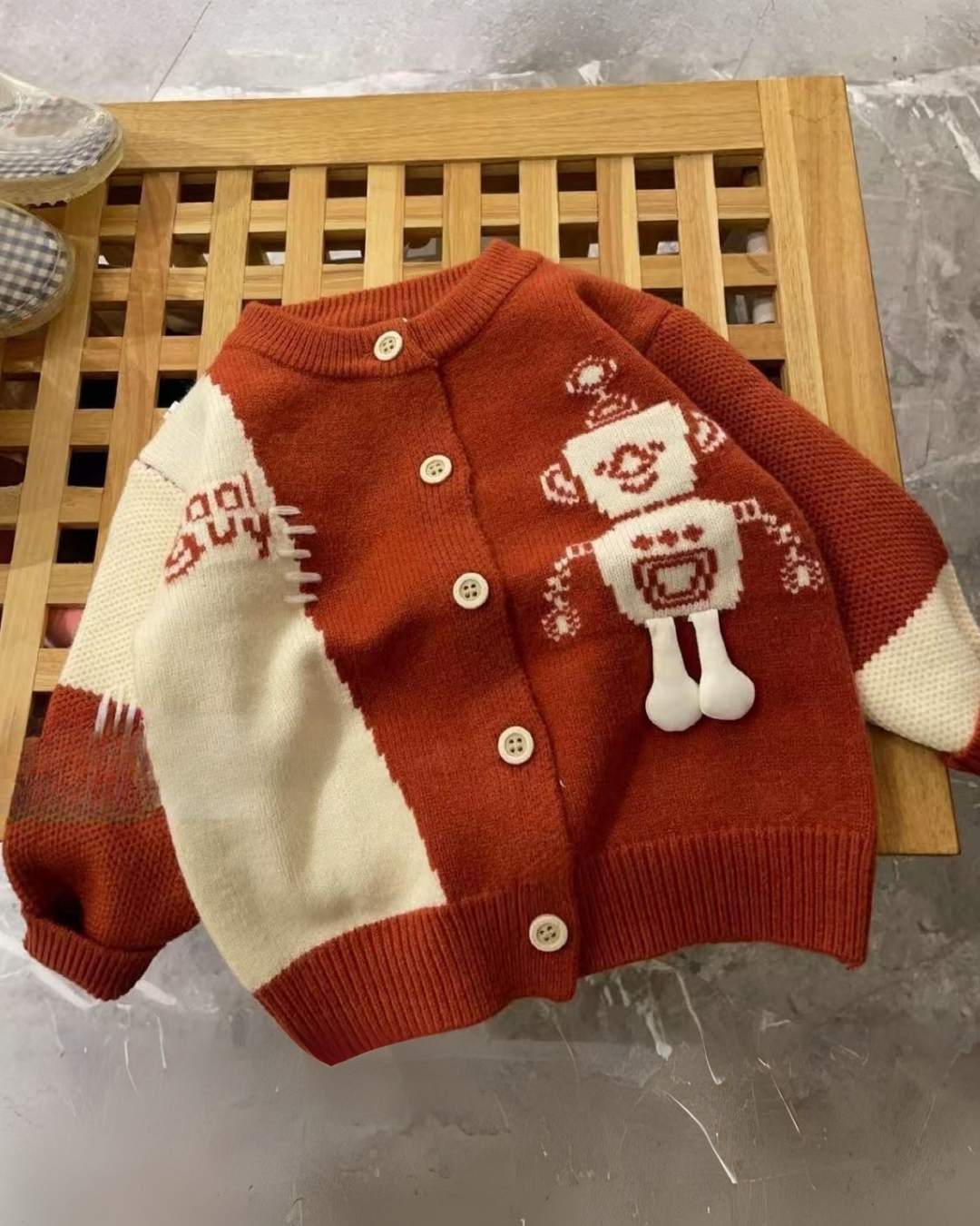 Cool Guy Robot Knit Cardigan