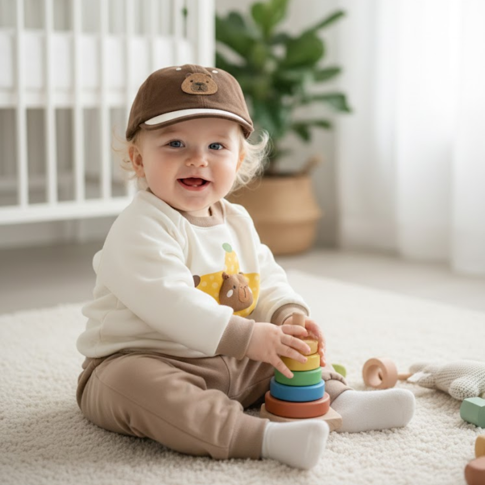 Bear Patch Cotton Baseball Cap