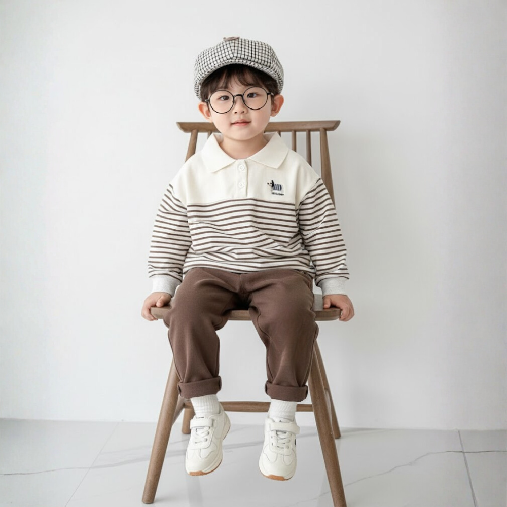 Striped Polo Sweatshirt