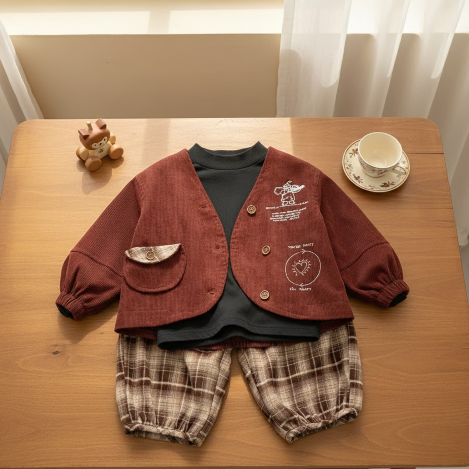 Rust Corduroy 3-Piece Set