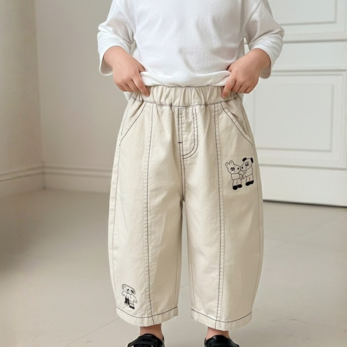 小探險家撞色縫線褲