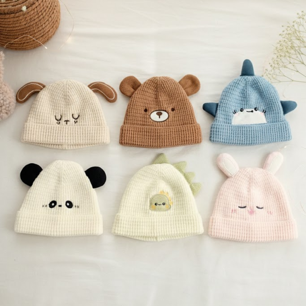 Waffle Knit Animal Beanie Collection