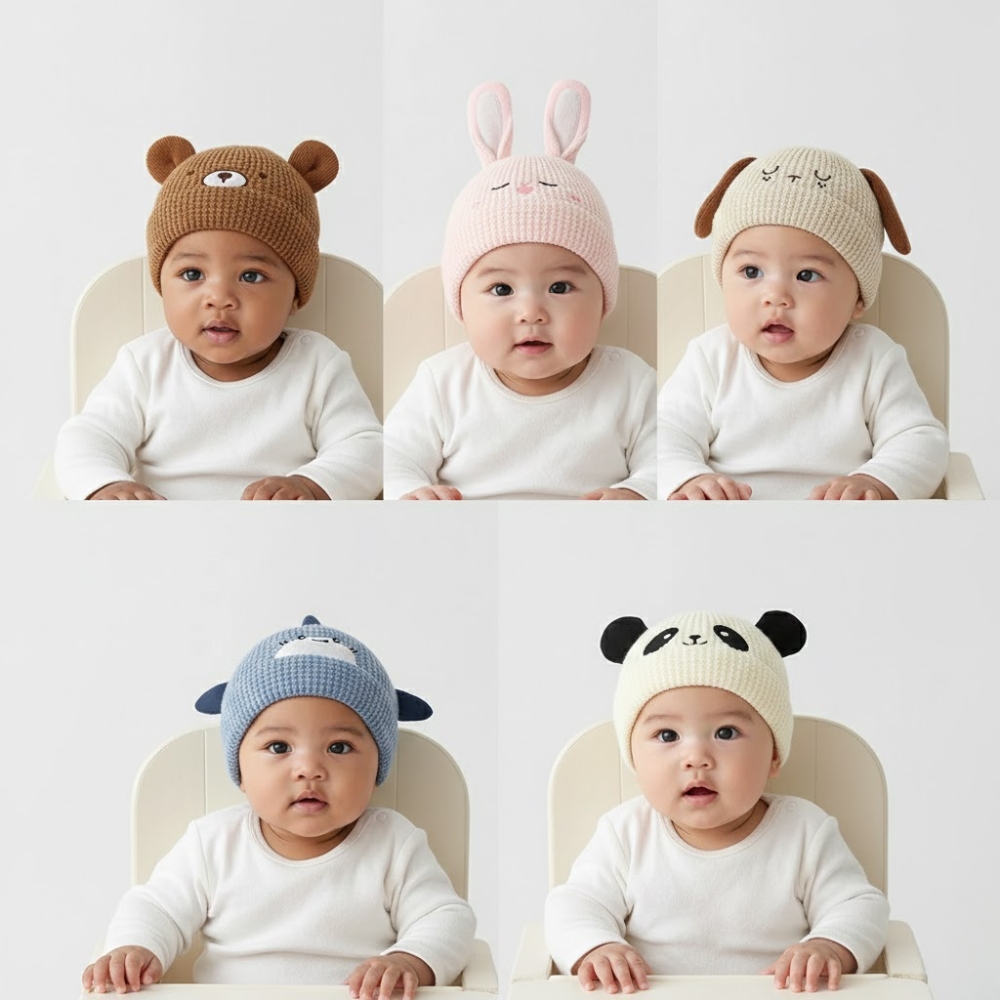 Waffle Knit Animal Beanie Collection