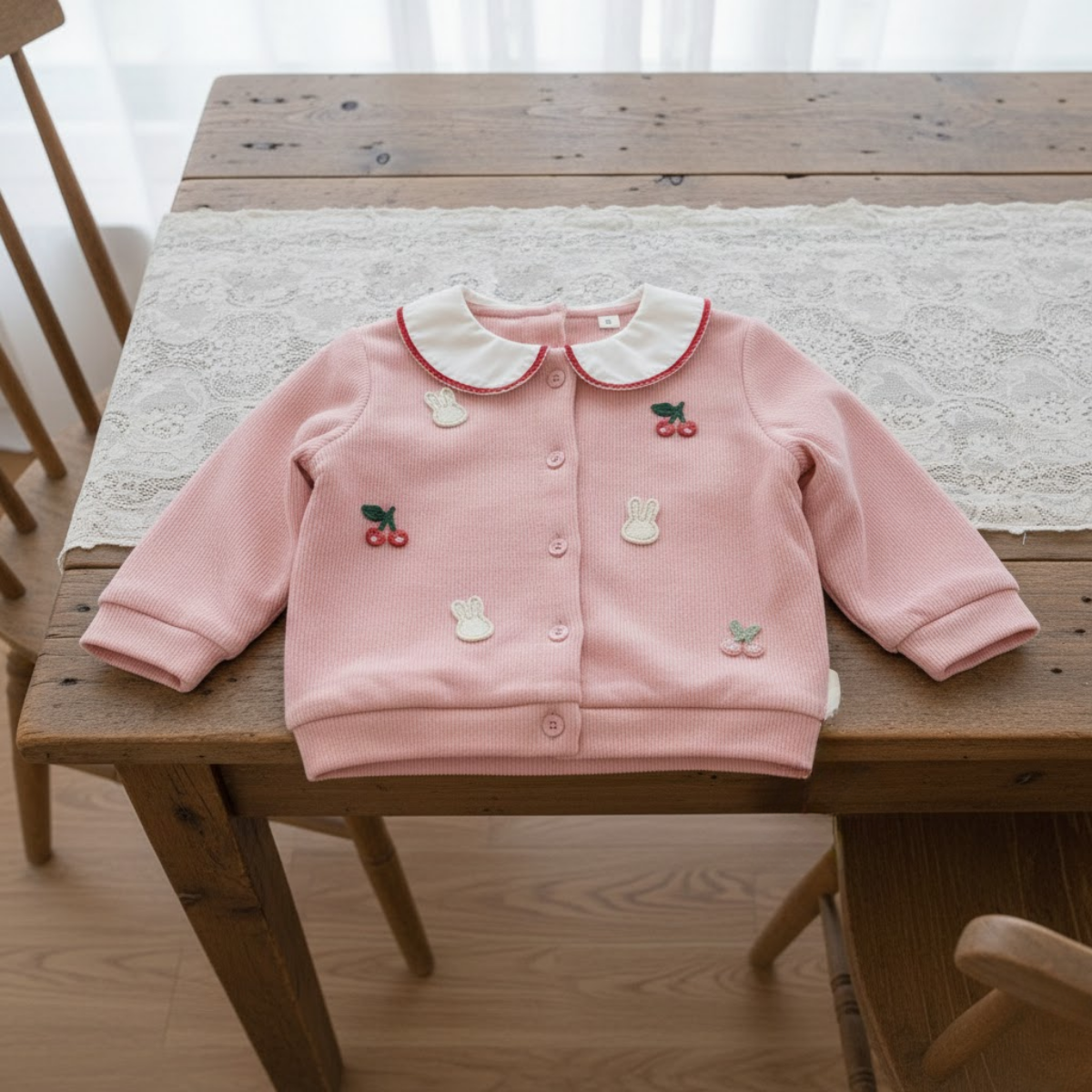 Sweet Cherry & Bunny Peter Pan Cardigan