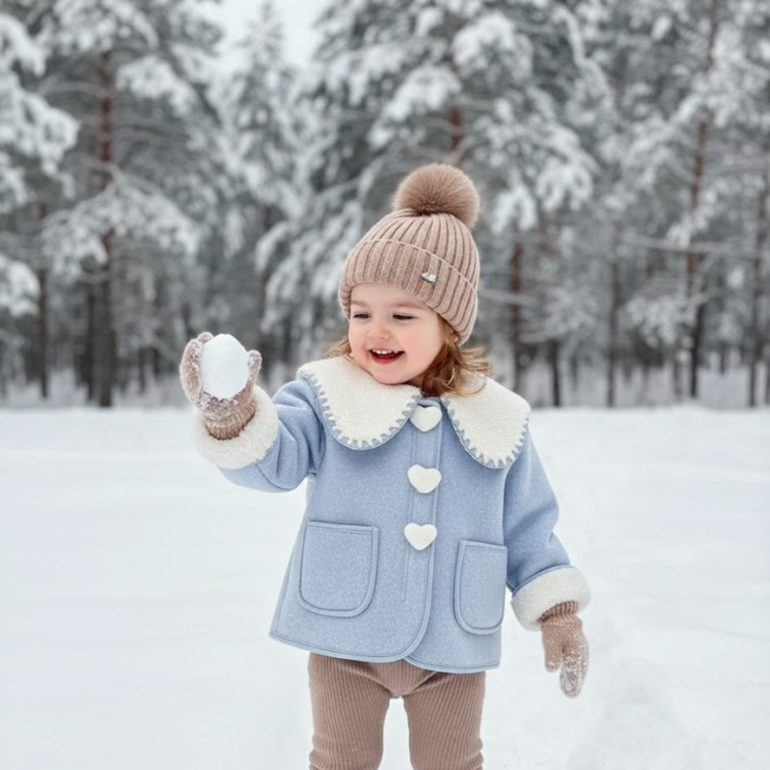 Snowy Heart Wool Coat