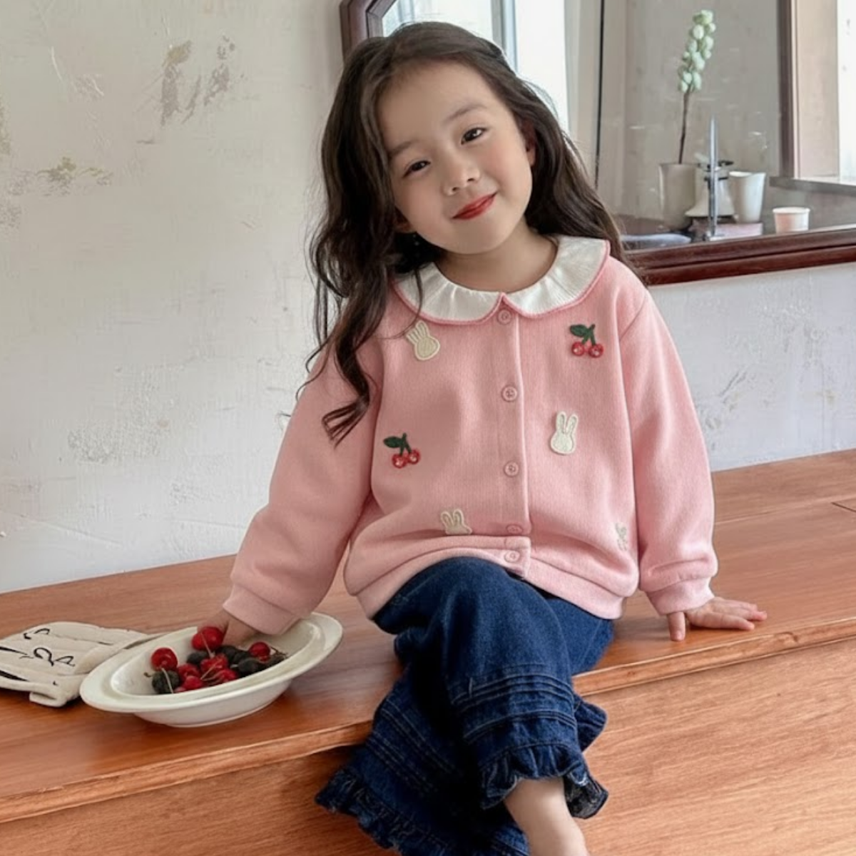 Sweet Cherry & Bunny Peter Pan Cardigan
