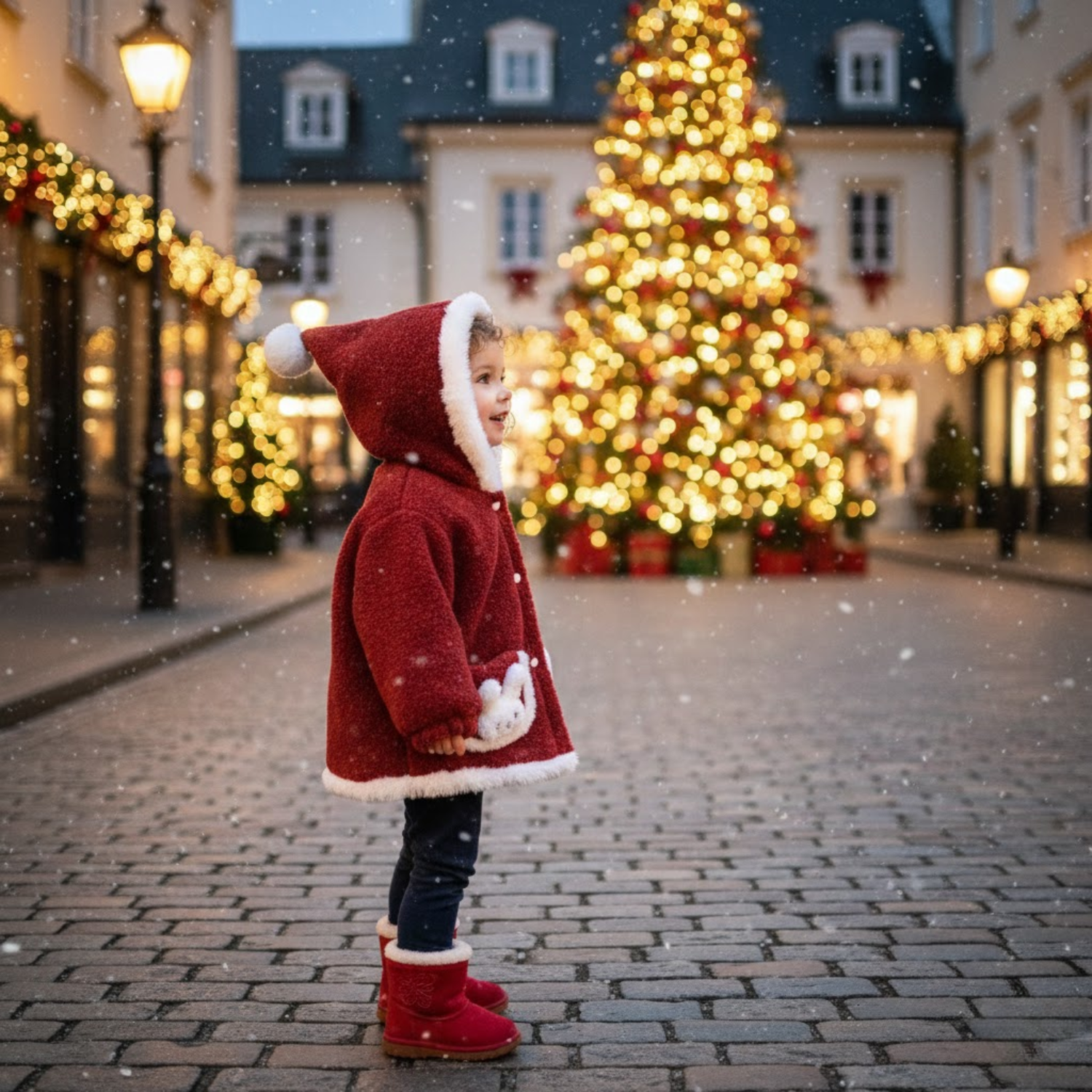 Holiday Bunny Plush Hooded Coat