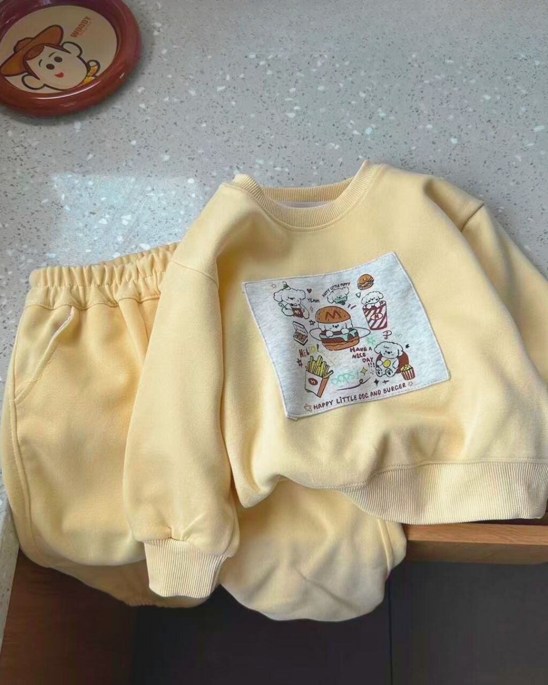 Happy Dog & Burger Sweatshirt Set