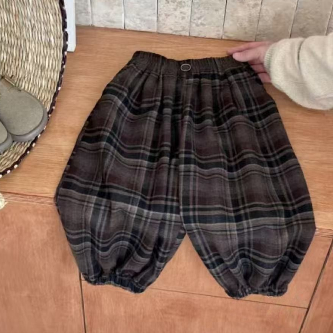 Cozy Plaid Balloon Pants