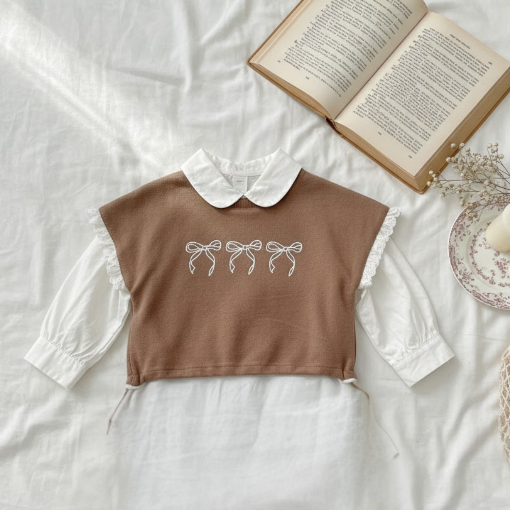 Triple Bow Layered Blouse