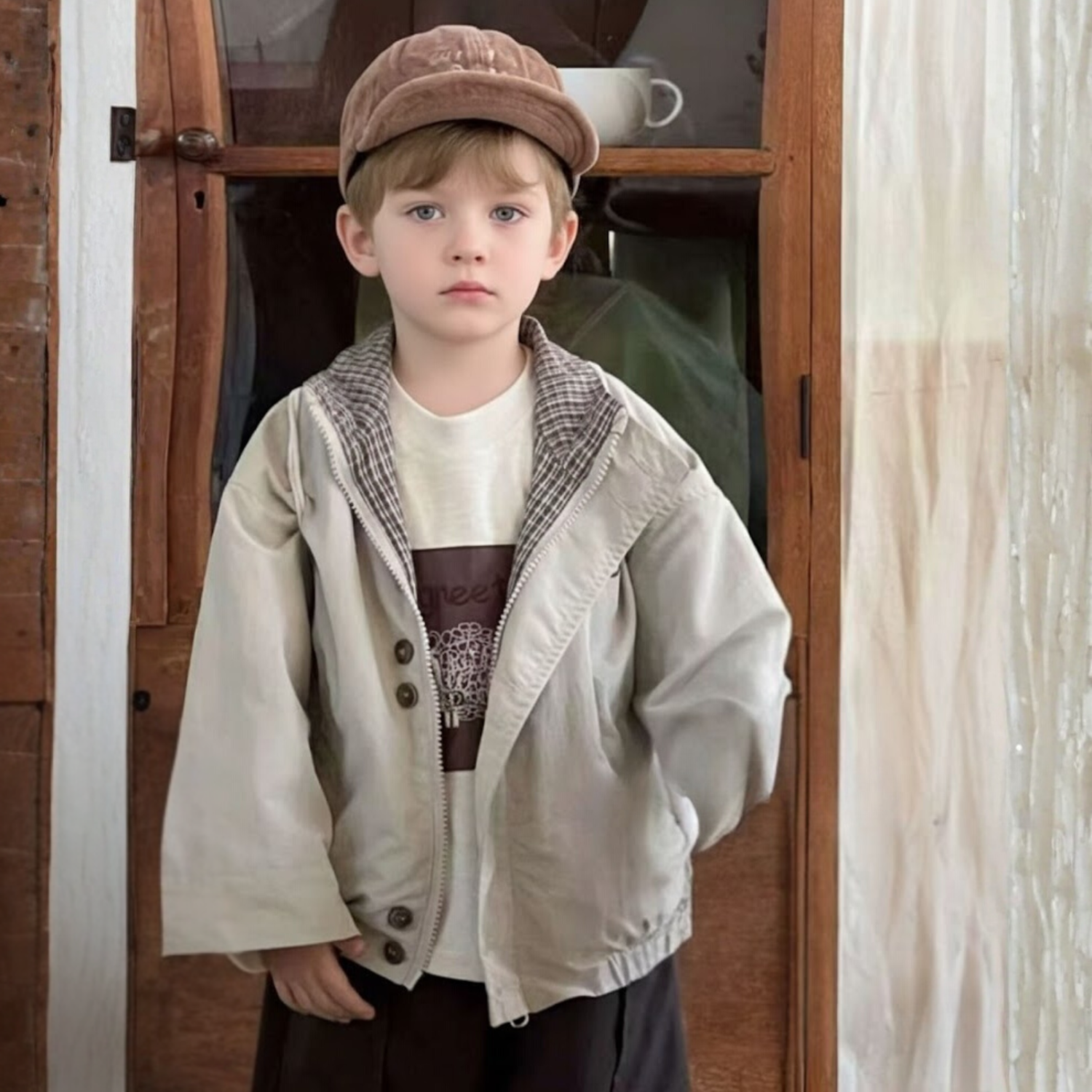 Playful Cartoon Print Kids Jacket