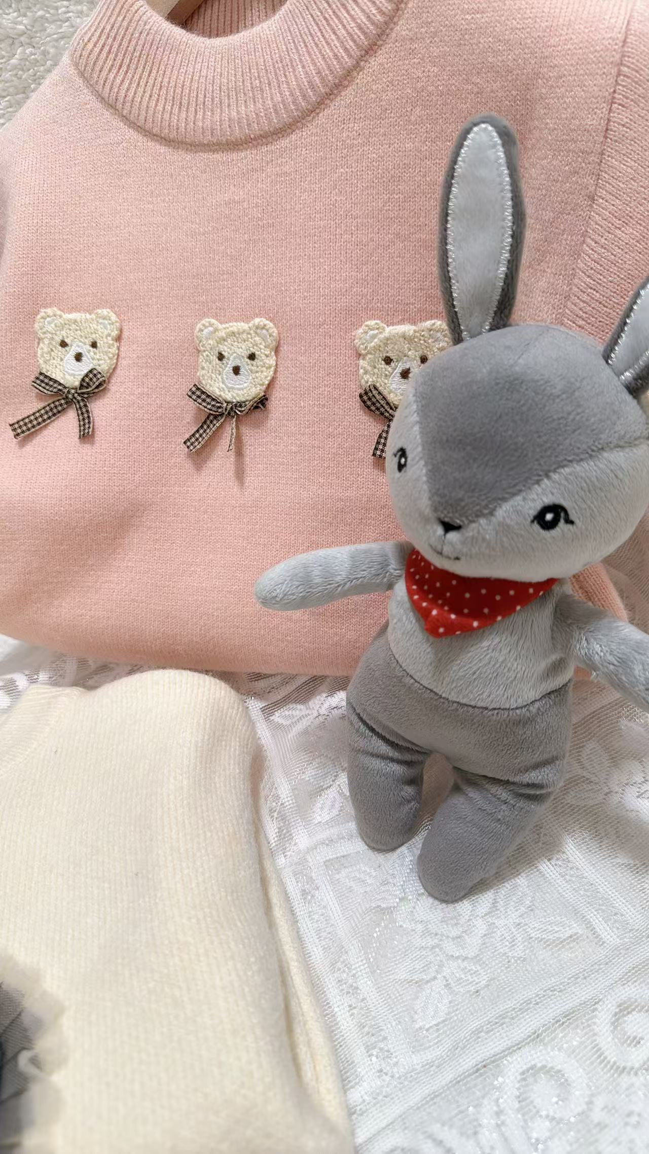 Frosty Pink Bear Sweater