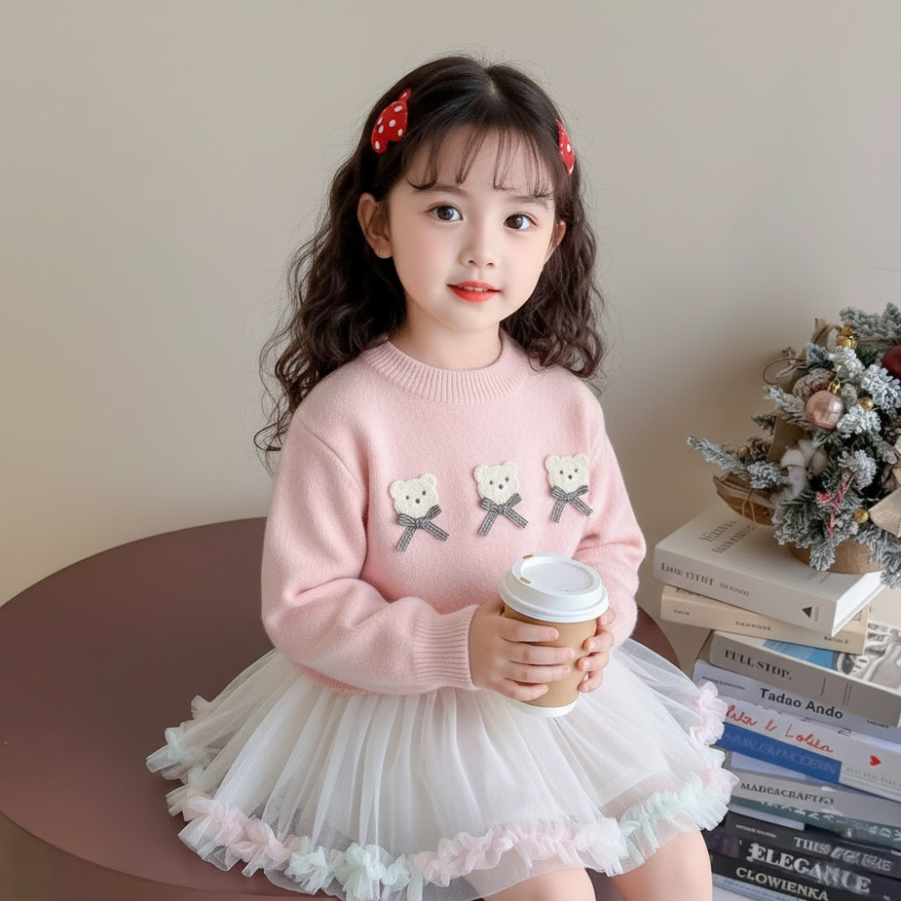 Frosty Pink Bear Sweater