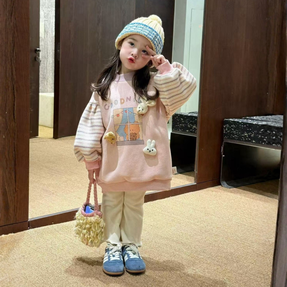 Goodnight Friends Plush Sleeve Sweatshirt