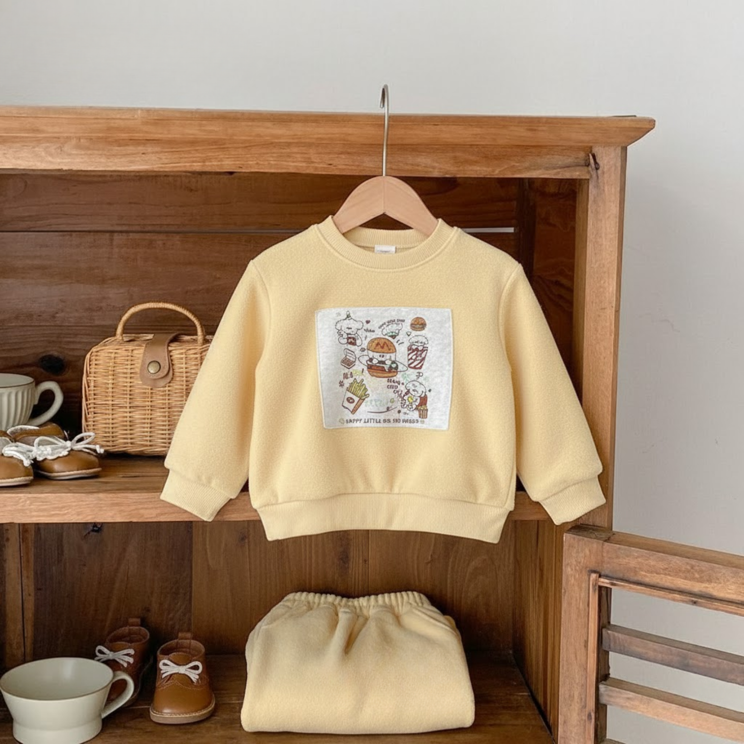 Happy Dog & Burger Sweatshirt Set