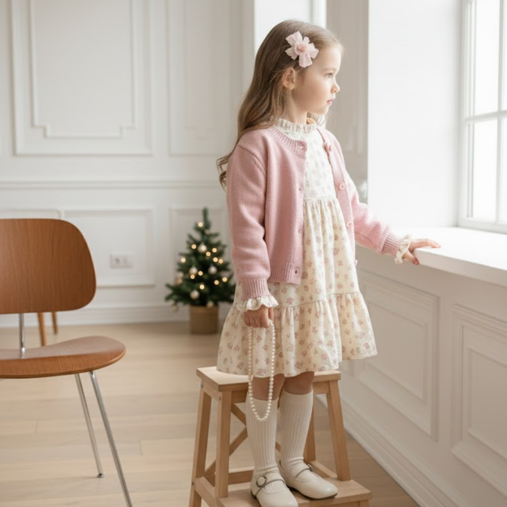 Cottage Bloom Dress & Knit Cardigan Set