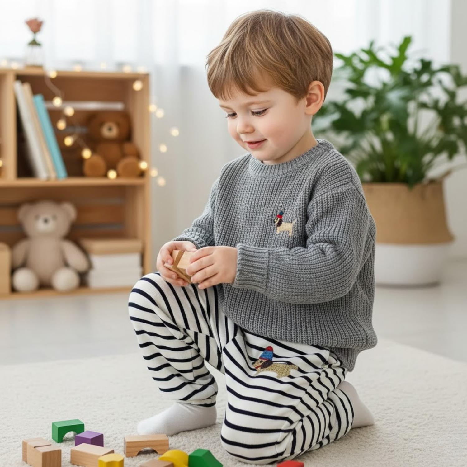 Striped Pup Knit Jogger Pants