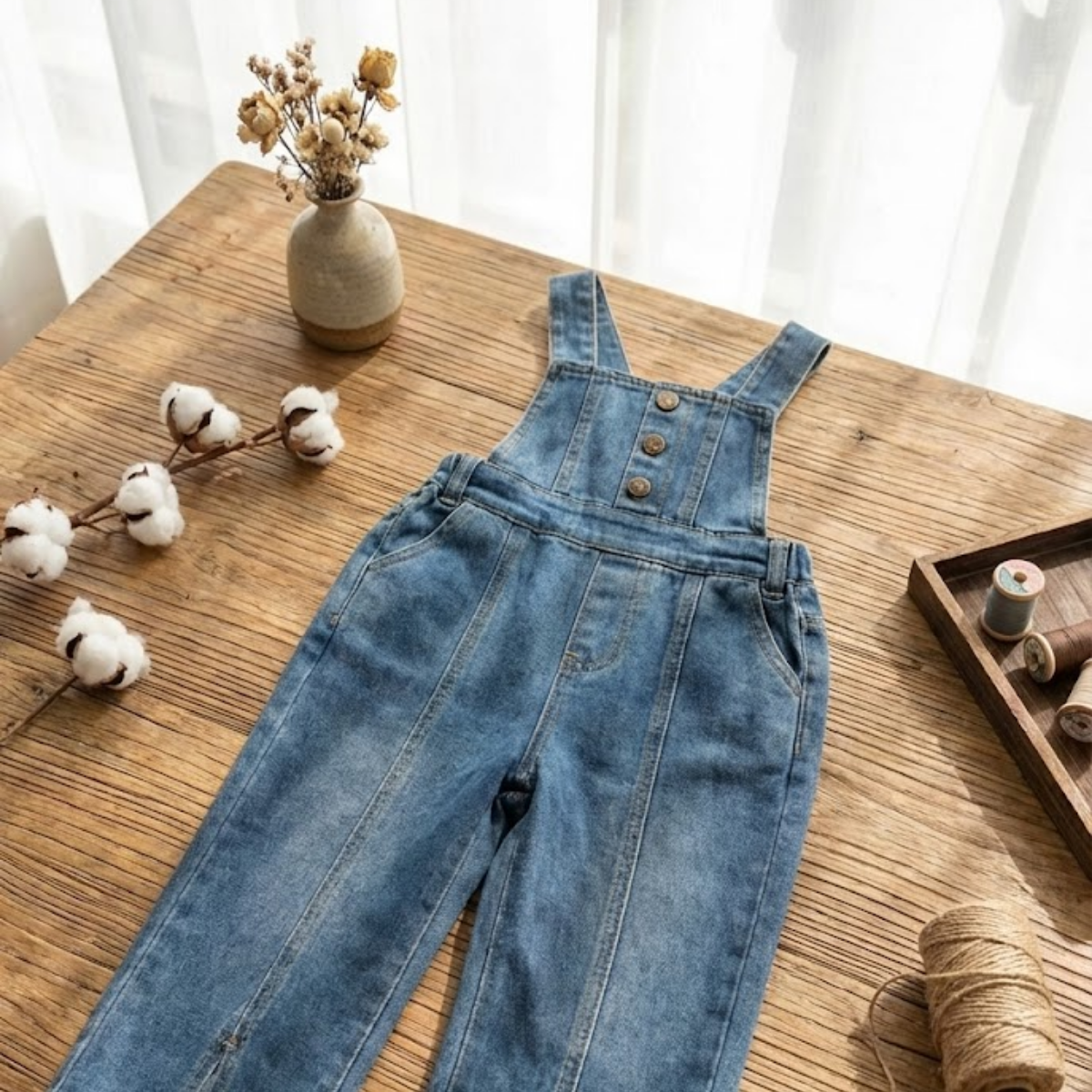 Heritage Paneled Denim Overalls