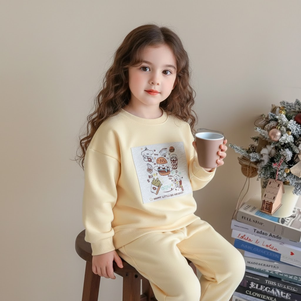 Happy Dog & Burger Sweatshirt Set