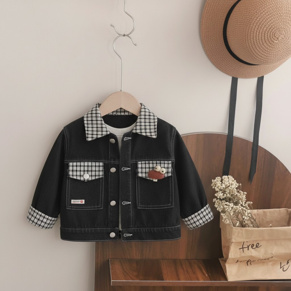 Plaid Pocket Denim Jacket