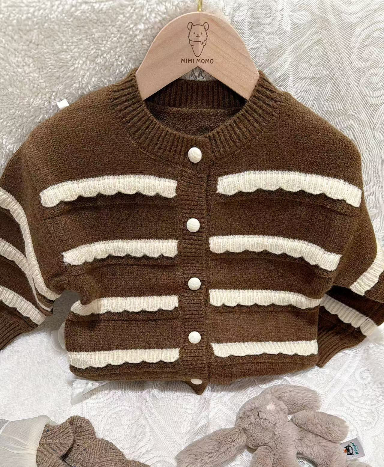 Layered Stripe Knit Cardigan