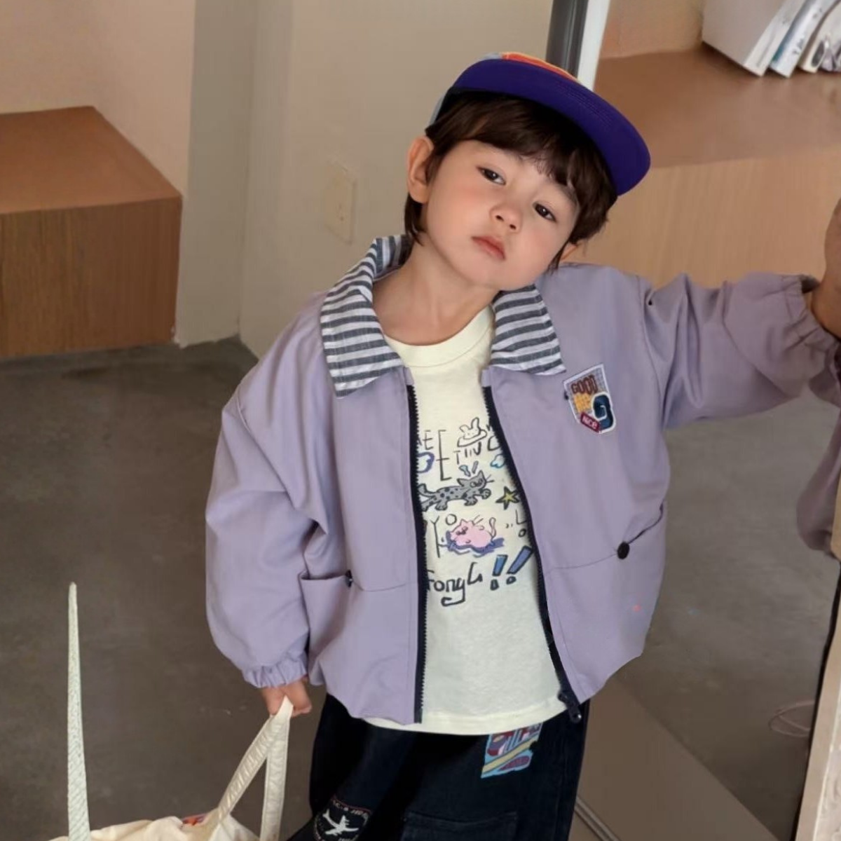 Retro Lilac "Tiny Snack Bar" Windbreaker