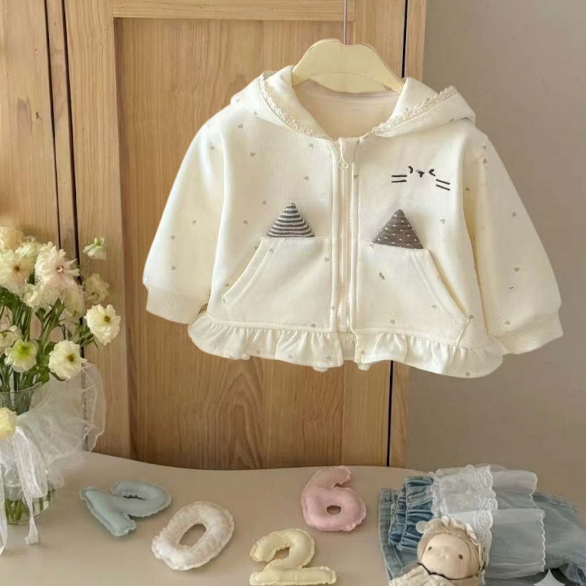 Whimsical Kitty Ruffle Cardigan