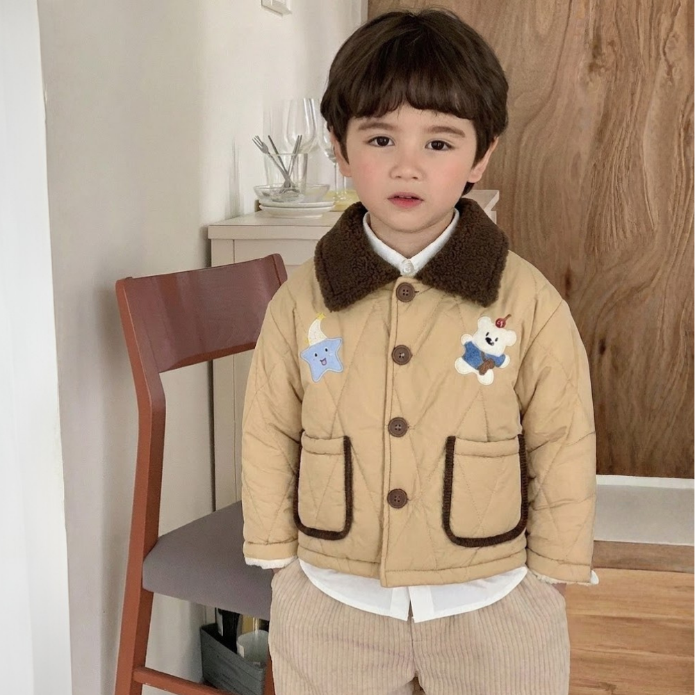 Teddy Bear Patchwork Quilted Puffer Jacket