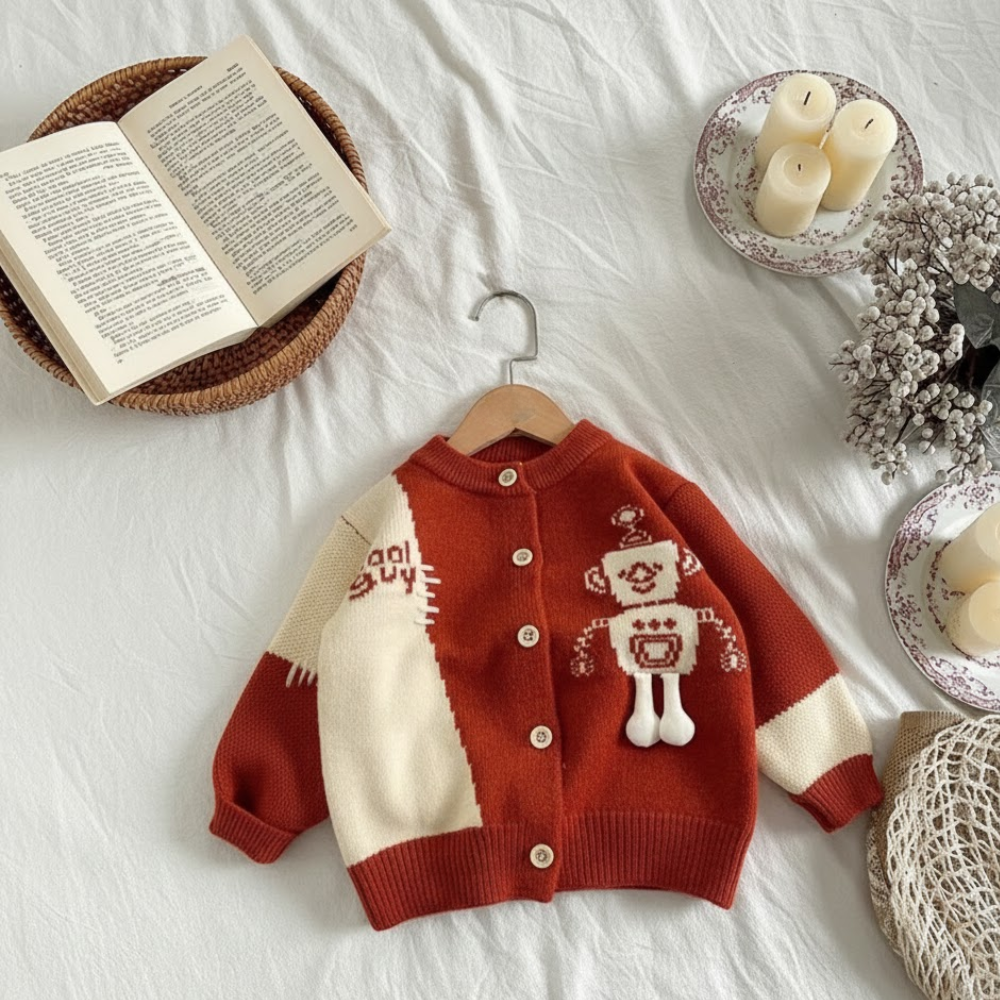 Cool Guy Robot Knit Cardigan