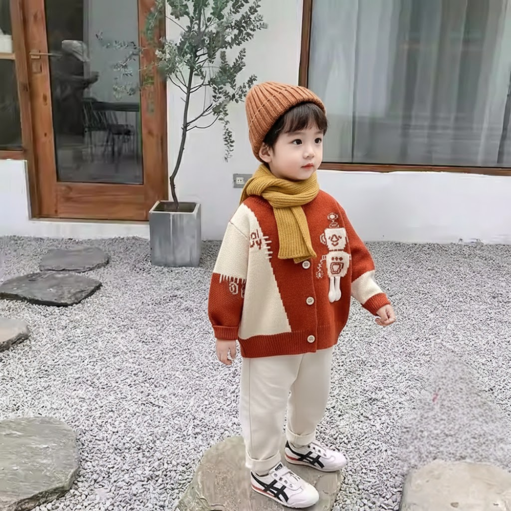 Cool Guy Robot Knit Cardigan