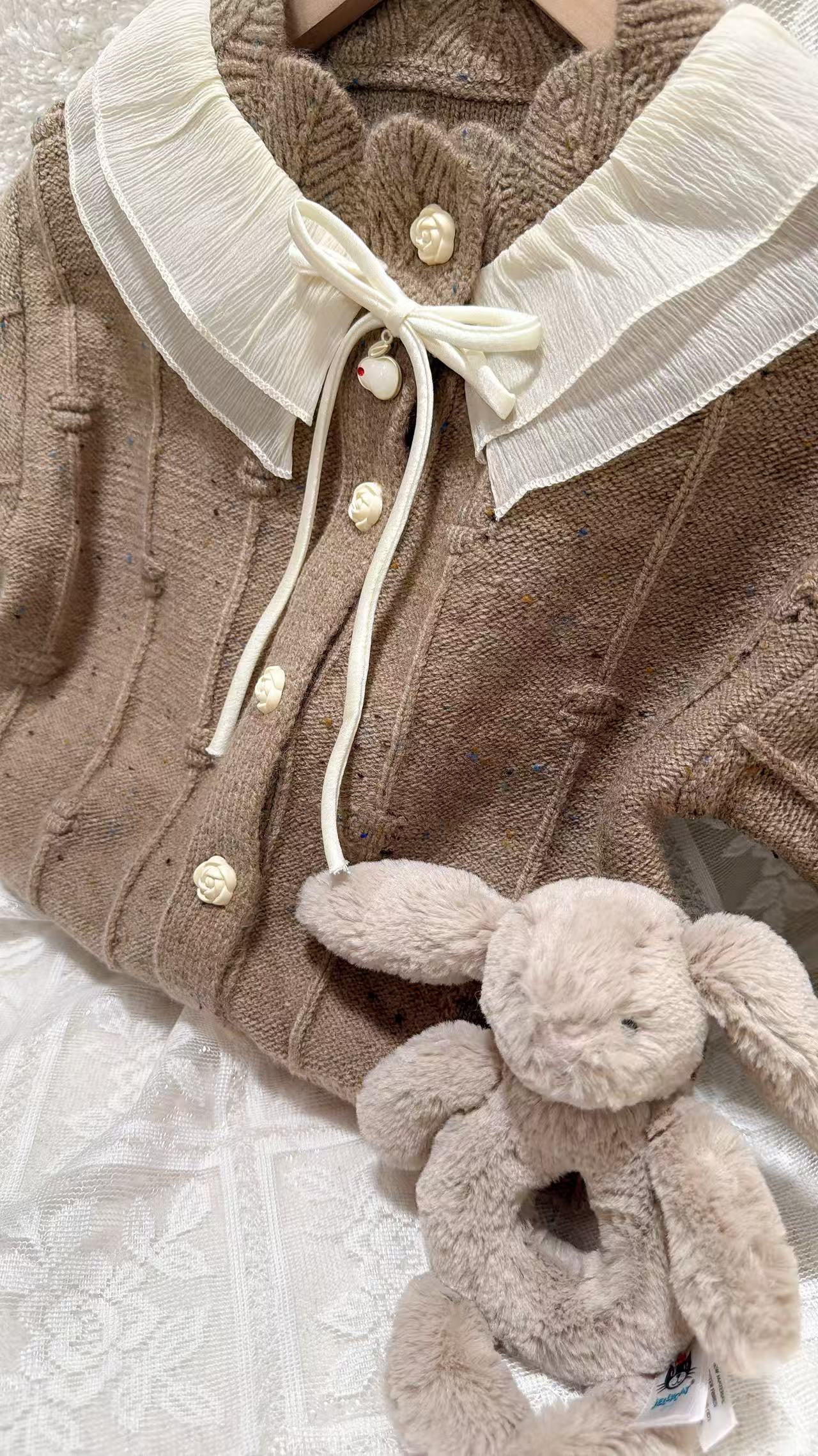 Ruffle Collar Knit Cardigan