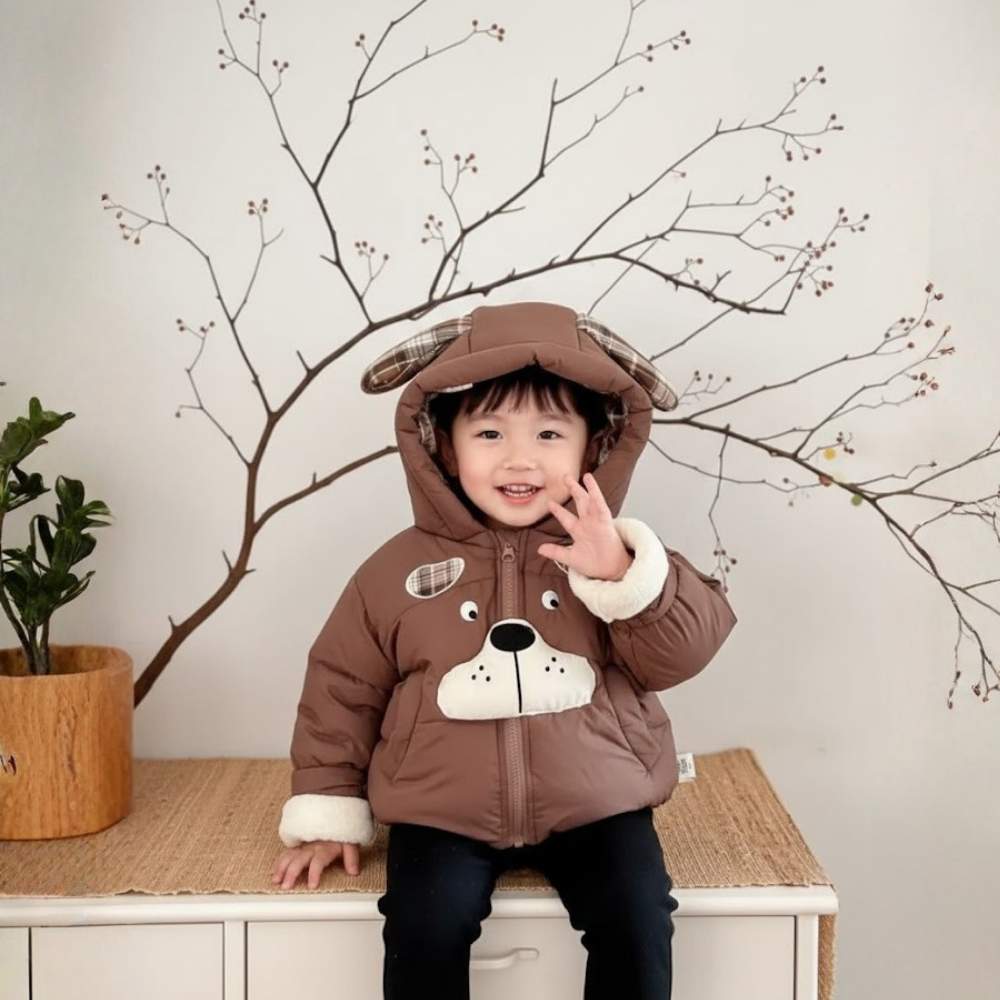 Cute Bear Ear Hooded Puffer Jacket for Toddlers