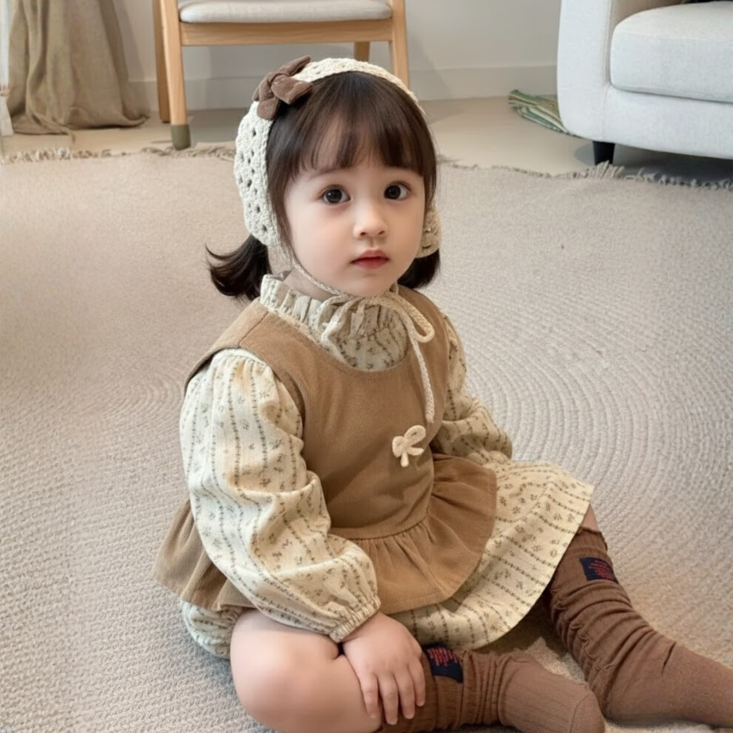 Corduroy Bow Two-Piece Set