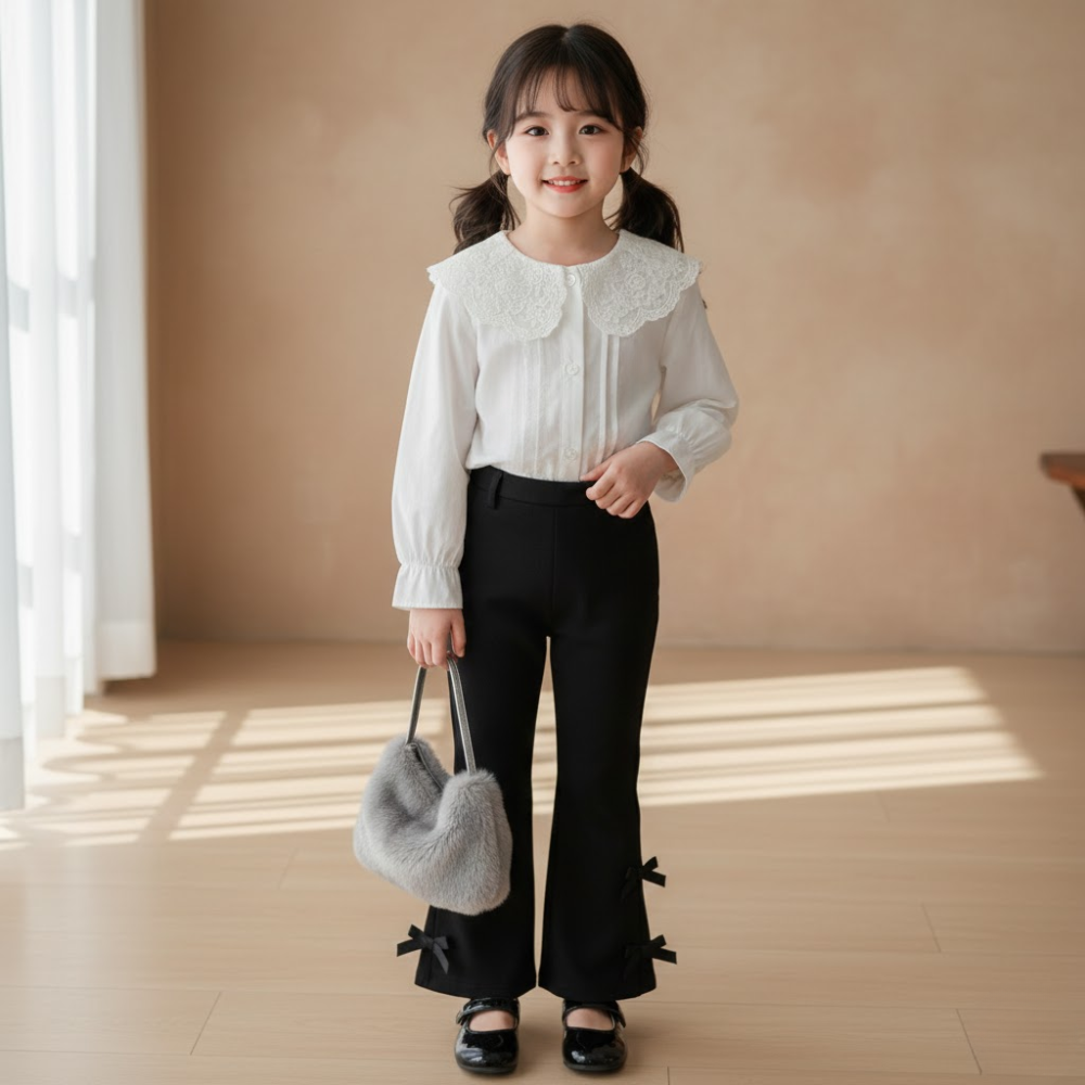 Embroidered Lace-Collar Cotton Blouse