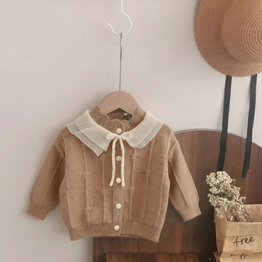 Ruffle Collar Knit Cardigan