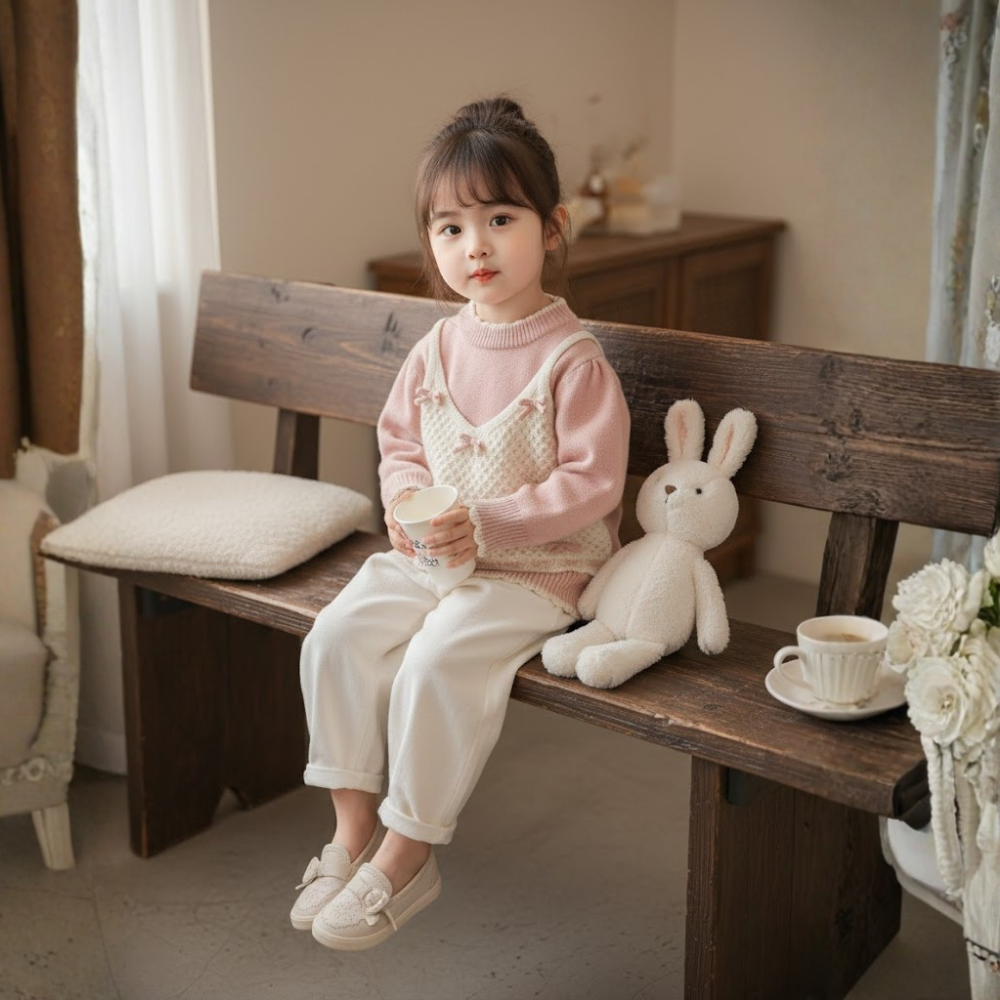 Ribbon Layered Knit Sweater