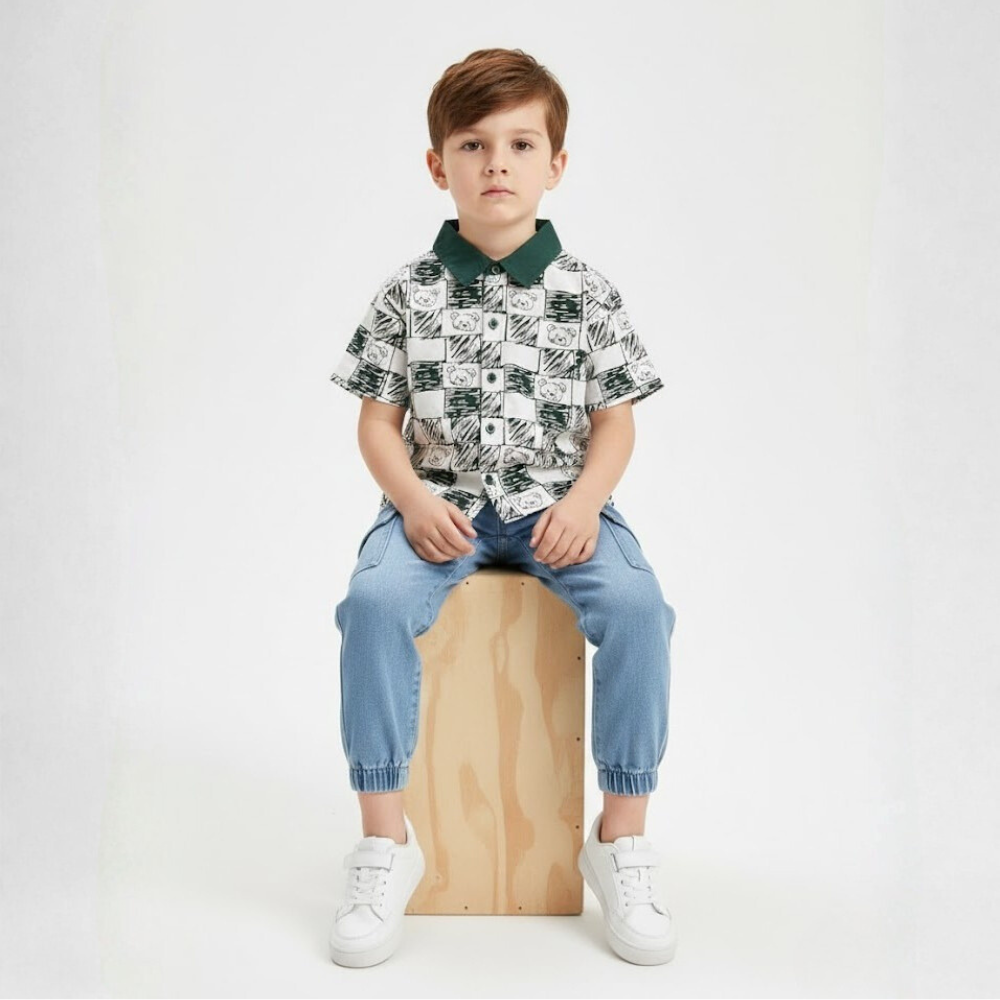 Sketchy Bear 格紋襯衫