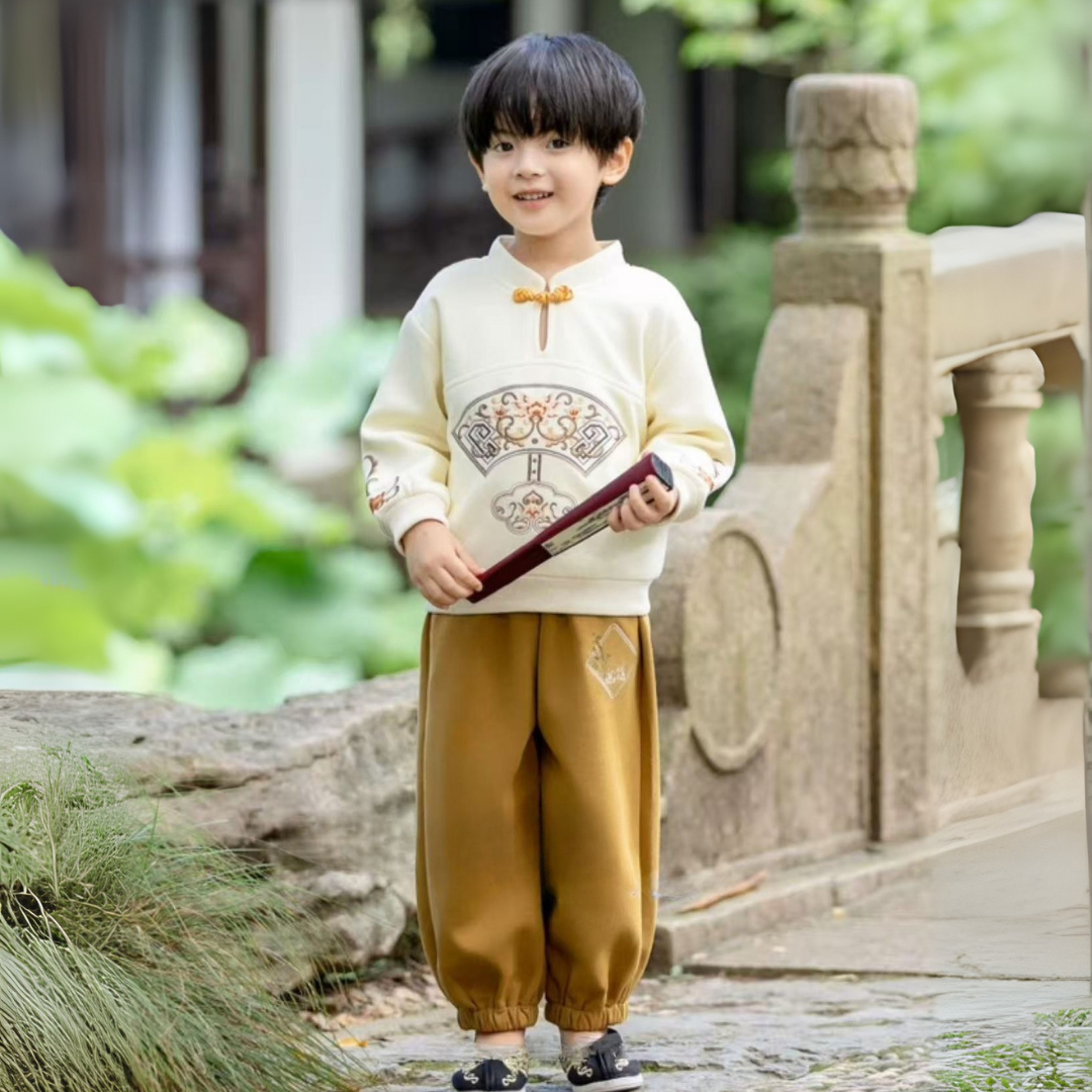 Hanfu-Inspired Embroidered 2-Piece Set (Boys)