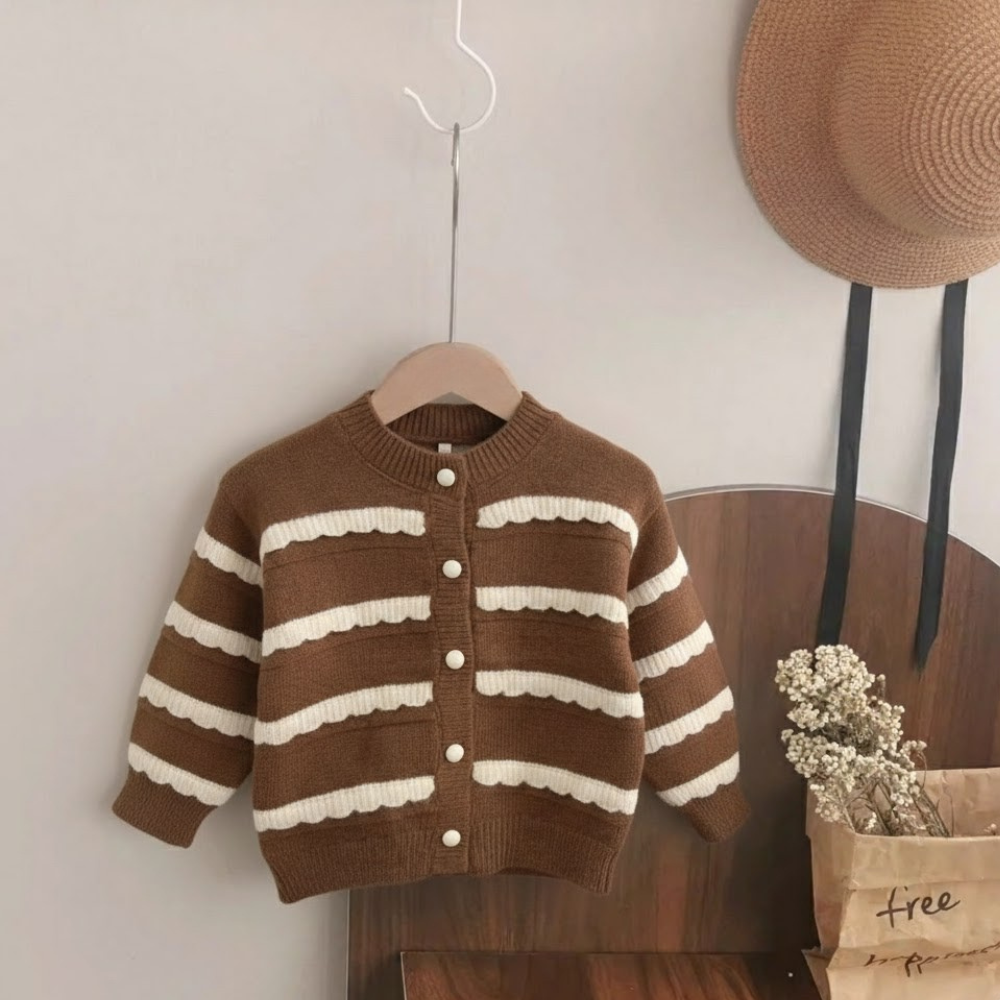 Layered Stripe Knit Cardigan